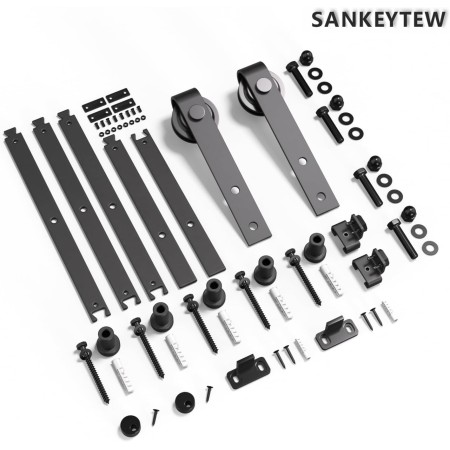 SANKEYTEW Kit de herrajes para puerta de granero de 6 pies, versión lite, riel de combinación, fácil de instalar, manual