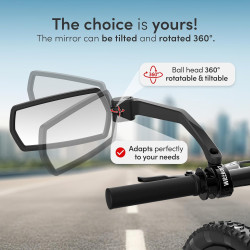 WITTKOP Espejo de bicicleta | Espejo retrovisor para bicicletas
