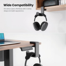 EURPMASK - Soporte giratorio para auriculares | Soporte de auriculares con clip ara escritorio y giratorio