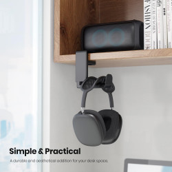 EURPMASK - Soporte giratorio para auriculares | Soporte de auriculares con clip ara escritorio y giratorio