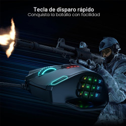 Redragon - Mouse | 12 botones laterales, ergonómico, óptico, con cable