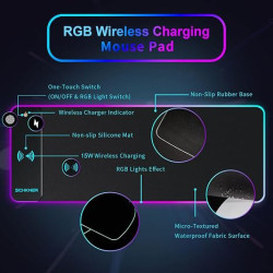 Alfombrilla de mouse RGB con carga inalambrica | Alfombrilla de mouse RGB con carga inalambrica