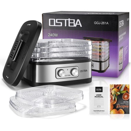 OSTBA Food Dehydrator Machine Adjustable Temperature & 72H Timer, 5-Tray Dehydrators for Food and Jerky, Fruit, Dog Treats,