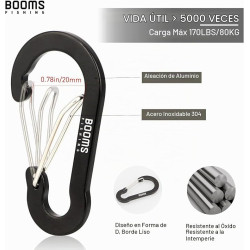 Booms Fishing CC5 - Clips de mosquetón multiusos | Mosquetones multiuso para actividades al aire libre
