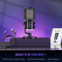 FIFINE - Micrófono de PC para juegos | Microfono con equilibrio de sonido de chat de juego