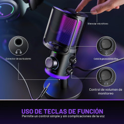 FIFINE - Micrófono de PC para juegos | Microfono con equilibrio de sonido de chat de juego