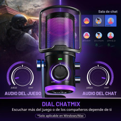 FIFINE - Micrófono de PC para juegos | Microfono con equilibrio de sonido de chat de juego