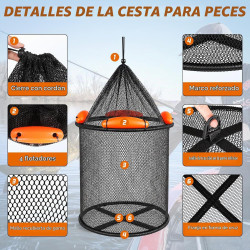 Cesta de pesca flotante plegable | Cestas flotantes para pesca ligeras y plegables