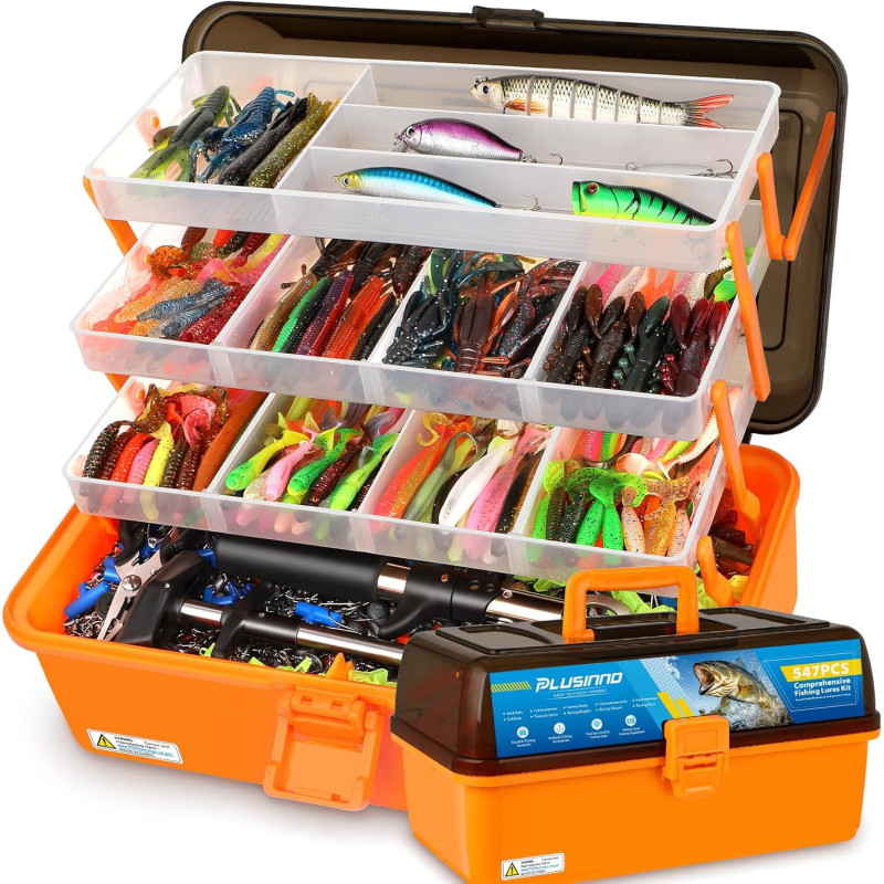 PLUSINNO Caja de aparejos grande para pesca | Caja grande almacenamiento de accesorios de pesca