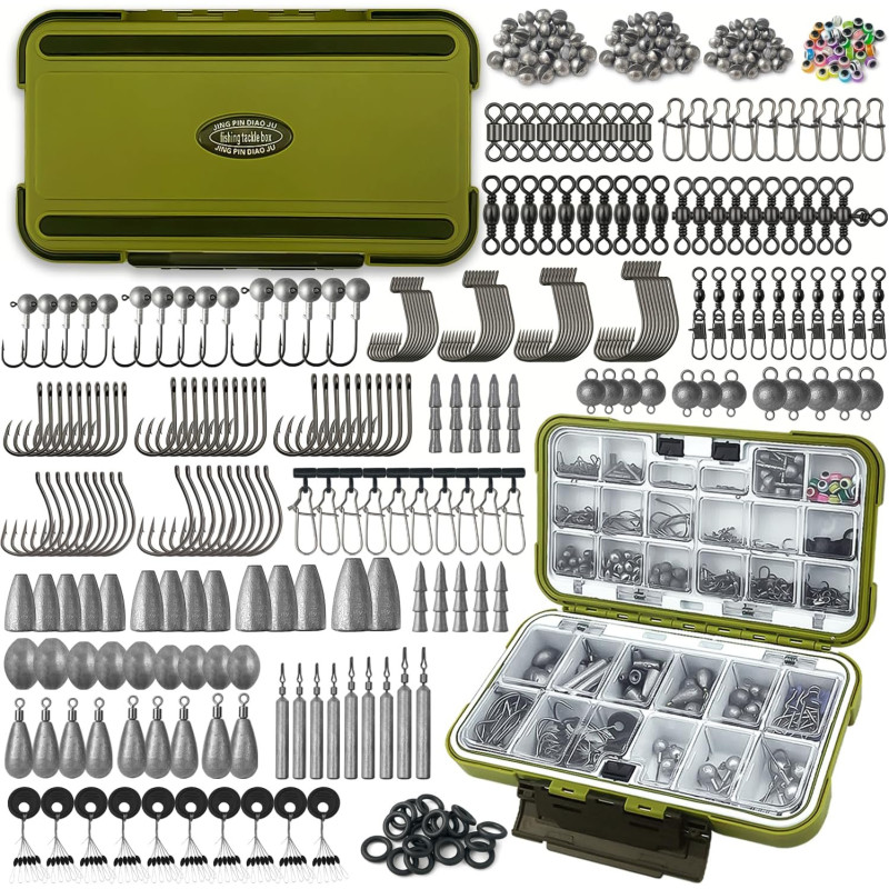 Kit de accesorios de pesca | Kit de anzuelos y pesas de pesca