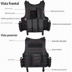 MGFLASHFORCE Chaleco táctico Airsoft | Chaleco ajustable modular de paintball