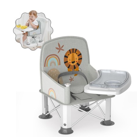 BabyBond - Asiento elevador de viaje para bebé con doble bandeja, silla de bebé portátil mejorada para niños pequeños, asiento