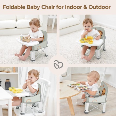 BabyBond - Asiento elevador de viaje para bebé con doble bandeja, silla de bebé portátil mejorada para niños pequeños, asiento