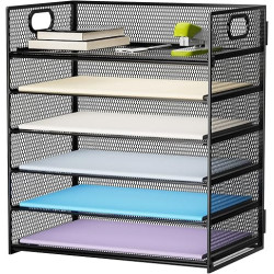 Marbrasse Bandeja organizadora | Bandeja de malla de 6 niveles para papeles y cuadernos