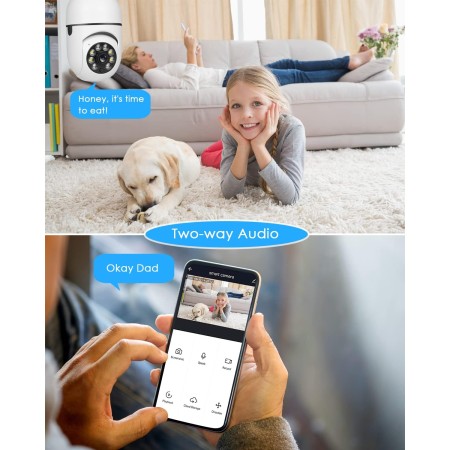 OFYOO Cámara de seguridad inalámbrica para interiores y exteriores, cámaras WiFi 2.4G/5G para el hogar, detección de movimiento