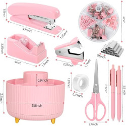 SKYDUE 10 accesorios de escritorio rosa | 10 Accesorios multiusos de escritorio color rosa