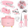 SKYDUE 10 accesorios de escritorio rosa | 10 Accesorios multiusos de escritorio color rosa