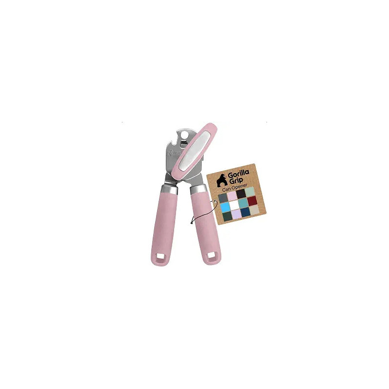 GORILLA GRIP Abrelatas manual de acero inoxidable resistente con borde liso y abrebotellas