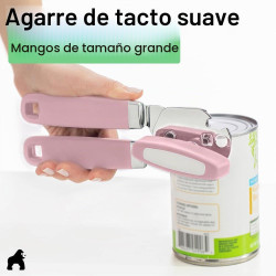 GORILLA GRIP Abrelatas manual de acero inoxidable resistente con borde liso y abrebotellas