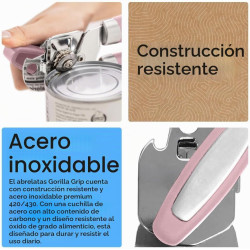 GORILLA GRIP Abrelatas manual de acero inoxidable resistente con borde liso y abrebotellas