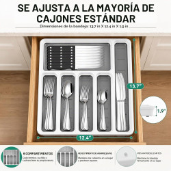 Juego de cubiertos de acero inoxidable de 49 piezas con organizador de cubiertos