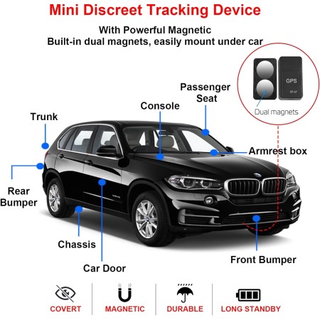 Rastreador GPS para vehículos, mini dispositivo de seguimiento GPS magnético en tiempo real, cobertura global completa para