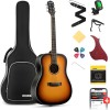 Donner guitarra acústica dreadnought para adultos principiantes, de tamaño estándar, con funda, correa, afinador, cejilla,