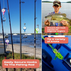 HOOK-EZE Herramienta para atar nudos de pesca | Proteccion y almacenamiento para ganchos de pesca