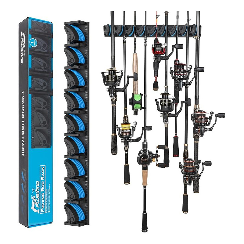 PLUSINNO Soporte vertical para caña de pescar | Soporte de pared para guardar cañas de pesca