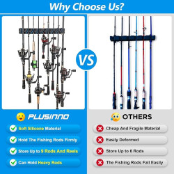 PLUSINNO Soporte vertical para caña de pescar | Soporte de pared para guardar cañas de pesca