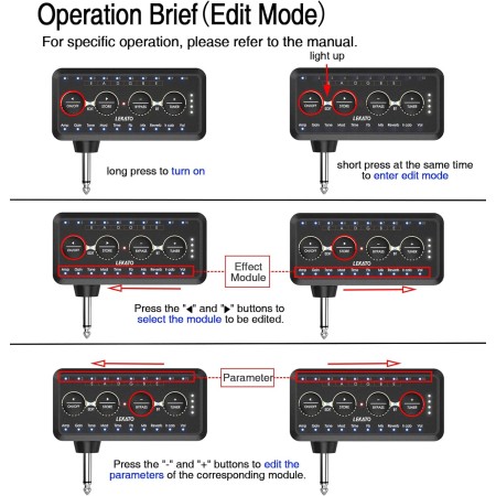 LEKATO Amplificador de auriculares para guitarra, mini amplificador de guitarra con 10 ajustes preestablecidos, modelos de 10