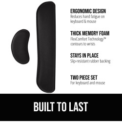 GORILLA GRIP Reposamuñecas | Reposamuñecas de escritorio con memory foam