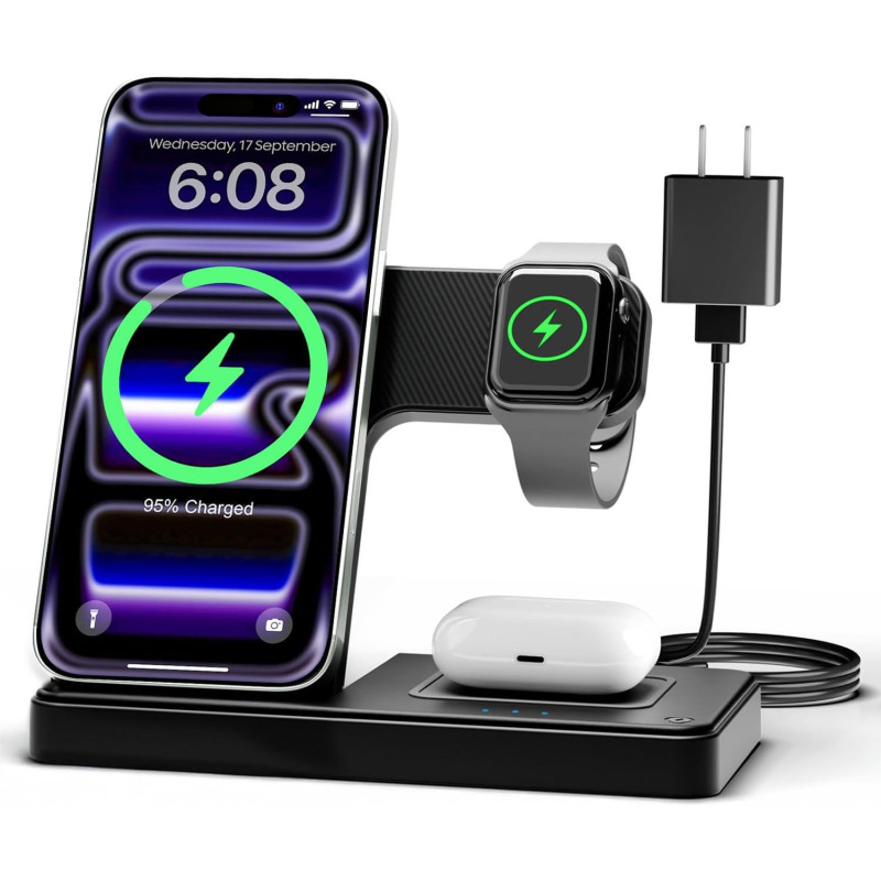 Estación de carga inalámbrica para iPhone | Estacion de carga para celular, watch y airbuds