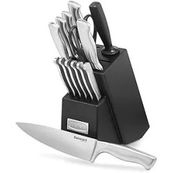 Cuisinart C77SS-15PK - Juego de cuchillos de cocina de acero inoxidable con mango hueco de 15 piezas
