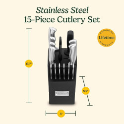 Cuisinart C77SS-15PK - Juego de cuchillos de cocina de acero inoxidable con mango hueco de 15 piezas