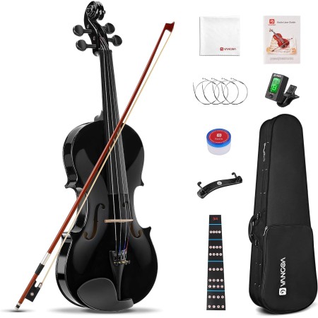 Vangoa Juego de violín rosa, violín acústico 4/4 de tamaño completo para principiantes y adultos, kit de inicio de violín con