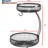 Cesta de almacenamiento con colgador para plátanos Auledio, 2 niveles, color negro