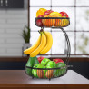 Cesta de almacenamiento con colgador para plátanos Auledio, 2 niveles, color negro