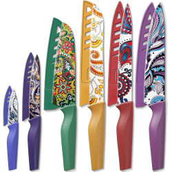 Astercook Juego de cuchillos con diseño de cachemira con tapa