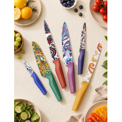 Astercook Juego de cuchillos con diseño de cachemira con tapa