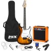 Kit de guitarra eléctrica con amplificador de 20W, todos los accesorios, sintonizador digital de broche, seis cuerdas, dos uñas