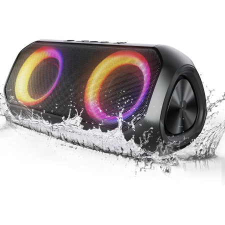 Rythflo Altavoces Bluetooth, [Blod Bass y luces dinámicas] Altavoz inalámbrico portátil con sonido potente de 20 W, 24 horas de