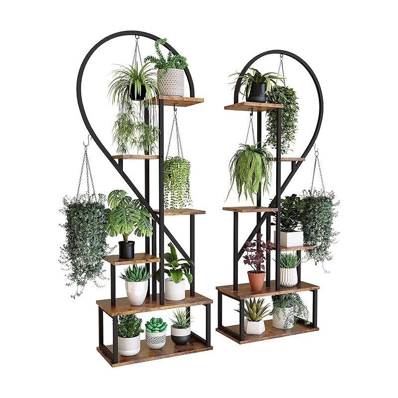 POTEY Soporte de metal para plantas de 6 niveles