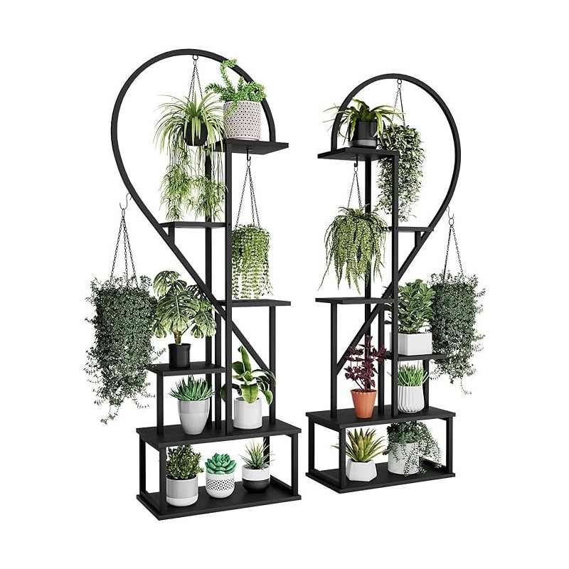 POTEY Soporte de metal para plantas de 6 niveles
