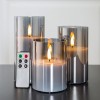 Eywamage Velas de cristal sin llama con control remoto, funciona con pilas, velas LED parpadeantes, mecha de cera real, paquete