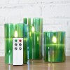 Eywamage Velas de cristal sin llama con control remoto, funciona con pilas, velas LED parpadeantes, mecha de cera real, paquete