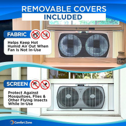 Comfort Zone Ventilador de ventana doble de 9 pulgadas con control de flujo de aire reversible