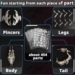 Rompecabezas de metal 3D para adultos | Escorpion metalico armable de 3 piezas