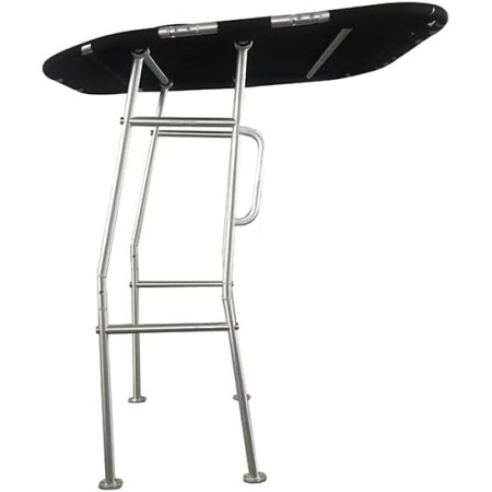 Dolphin Pro E - Torre económica para barco de pesca, toldo negro, tubo de aluminio anodizado 6063 cepillado de 1.5 pulgadas,