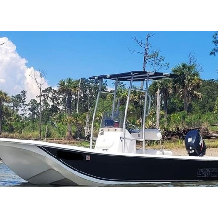 Dolphin Pro E - Torre económica para barco de pesca, toldo negro, tubo de aluminio anodizado 6063 cepillado de 1.5 pulgadas,